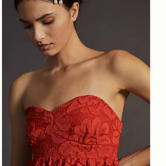 NWT anthropologie red lace mini dress M - Picture 2 of 8